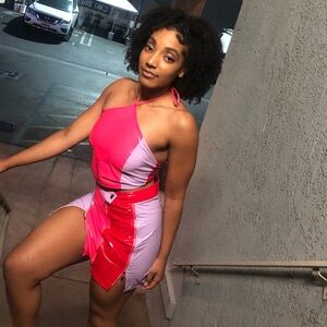 Colorblock Vinyl Skirt